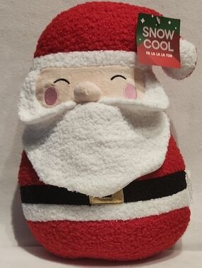 Red Santa Snow Cool,  Plush Holiday Decor Pillow